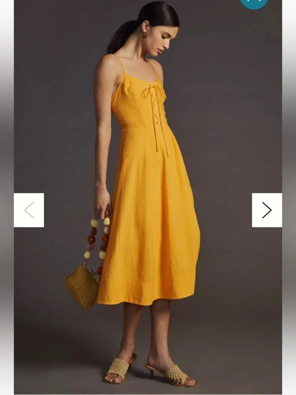 Anthropologie Maeve Orange Lace-Up Midi Dress NWT S - Picture 3 of 12